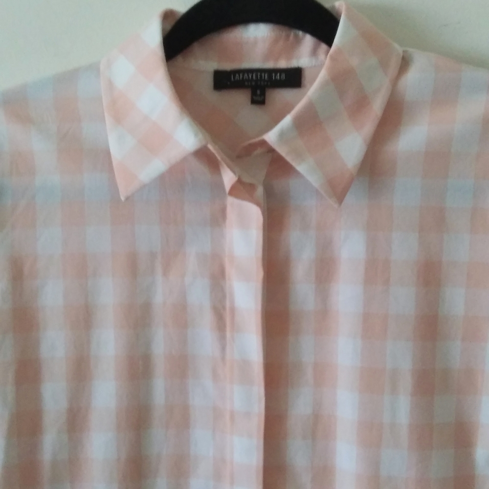 Lafayette 148 Pink& White Checkered Shirt